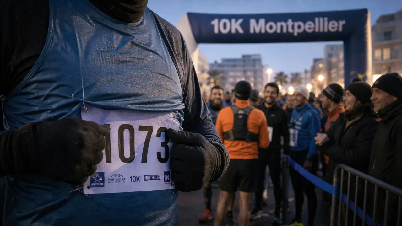 10 km montpellier : coureur serre son dossard au Run Festival 10K Montpellier