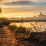 Alentour Montpellier : étang de Maguelone au coucher du soleil