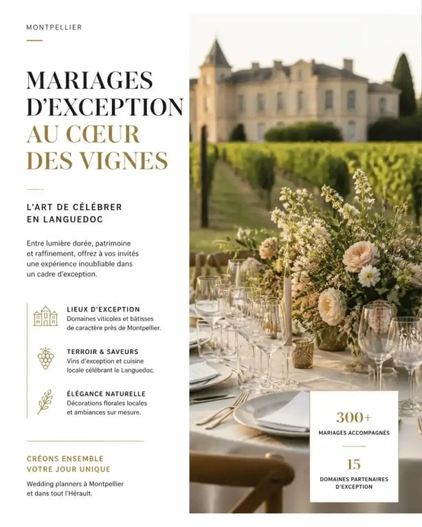 Organisation de mariage par un wedding planner à Montpellier dans un domaine viticole