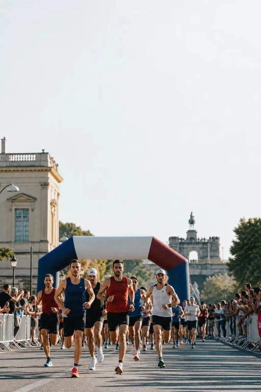Ambiance du 10 km Montpellier au départ du Montpellier Run Festival sur la Promenade du Peyrou