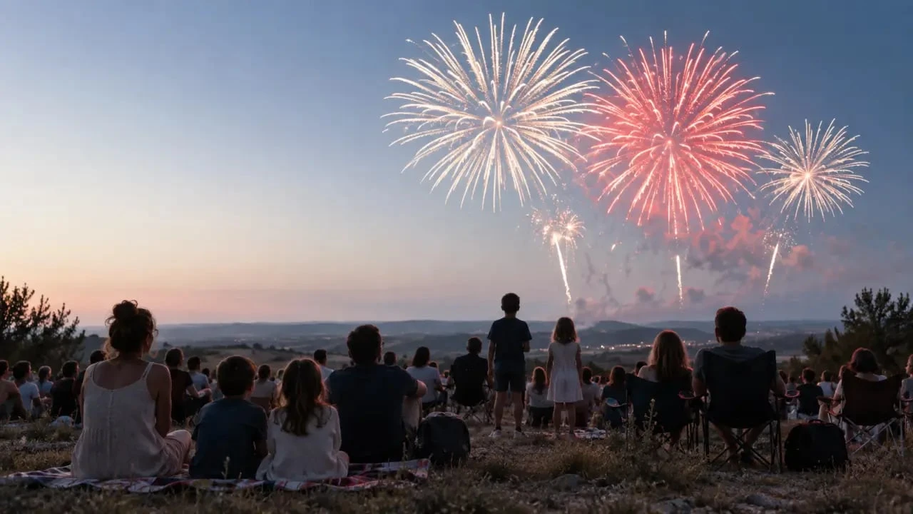 Feu d’artifice Montpellier lors d’une soirée estivale en plein air