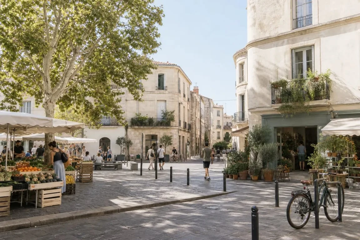Quartier Figuerolles à Montpellier autour de la place Roger Salengro et de son marché