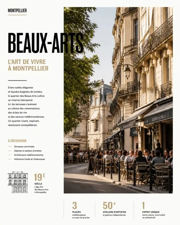 Restaurants beaux arts montpellier : terrasses animées dans le quartier des Beaux-Arts à Montpellier