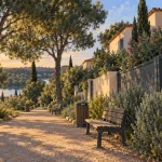 Hauts de Massane à Montpellier : chemin arboré et résidences, nature et services