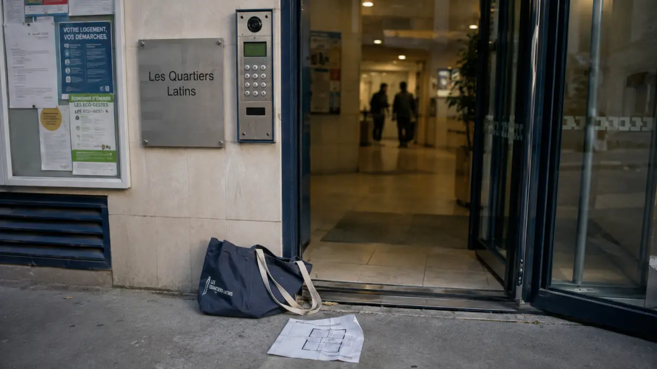 Les quartiers latins Montpellier : entrée d’immeuble, résidence étudiante meublée