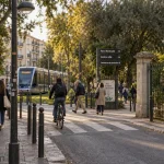 Quartier Estanove Montpellier : rue résidentielle vers le parc Montcalm