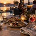 Déjeuner à partager dans restaurants Montpellier Port Marianne, terrasse lounge