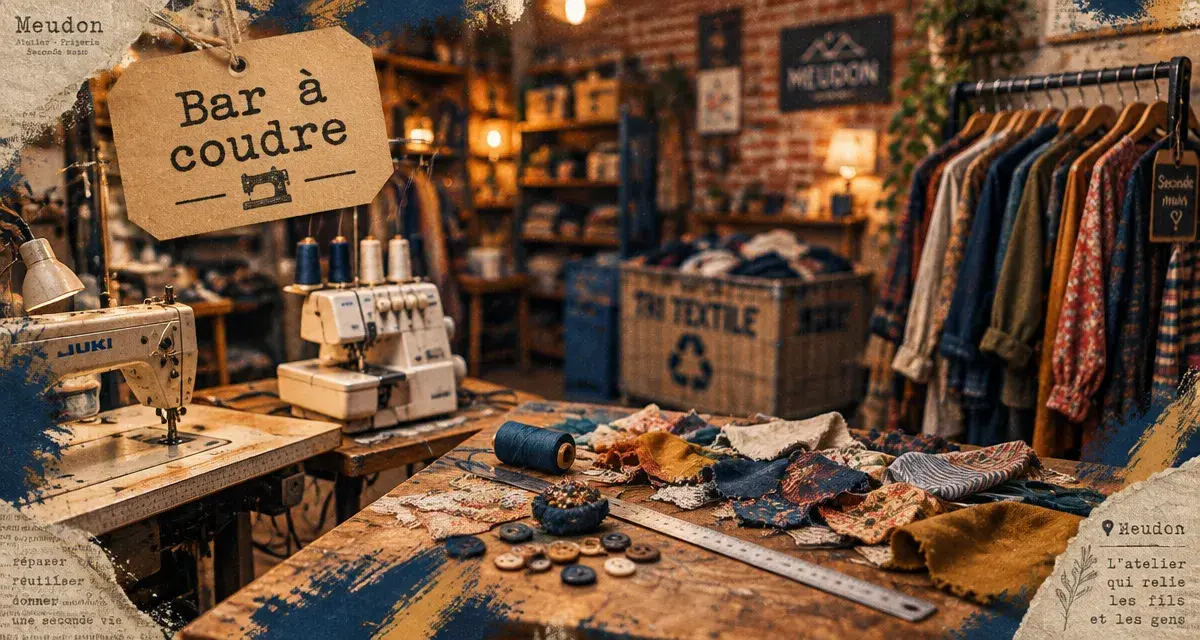 La Refile friperie et ateliers de couture : bar à coudre et machine à coudre