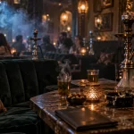 Select Montpellier, bar à chicha cosy avec tuyaux et fumée.